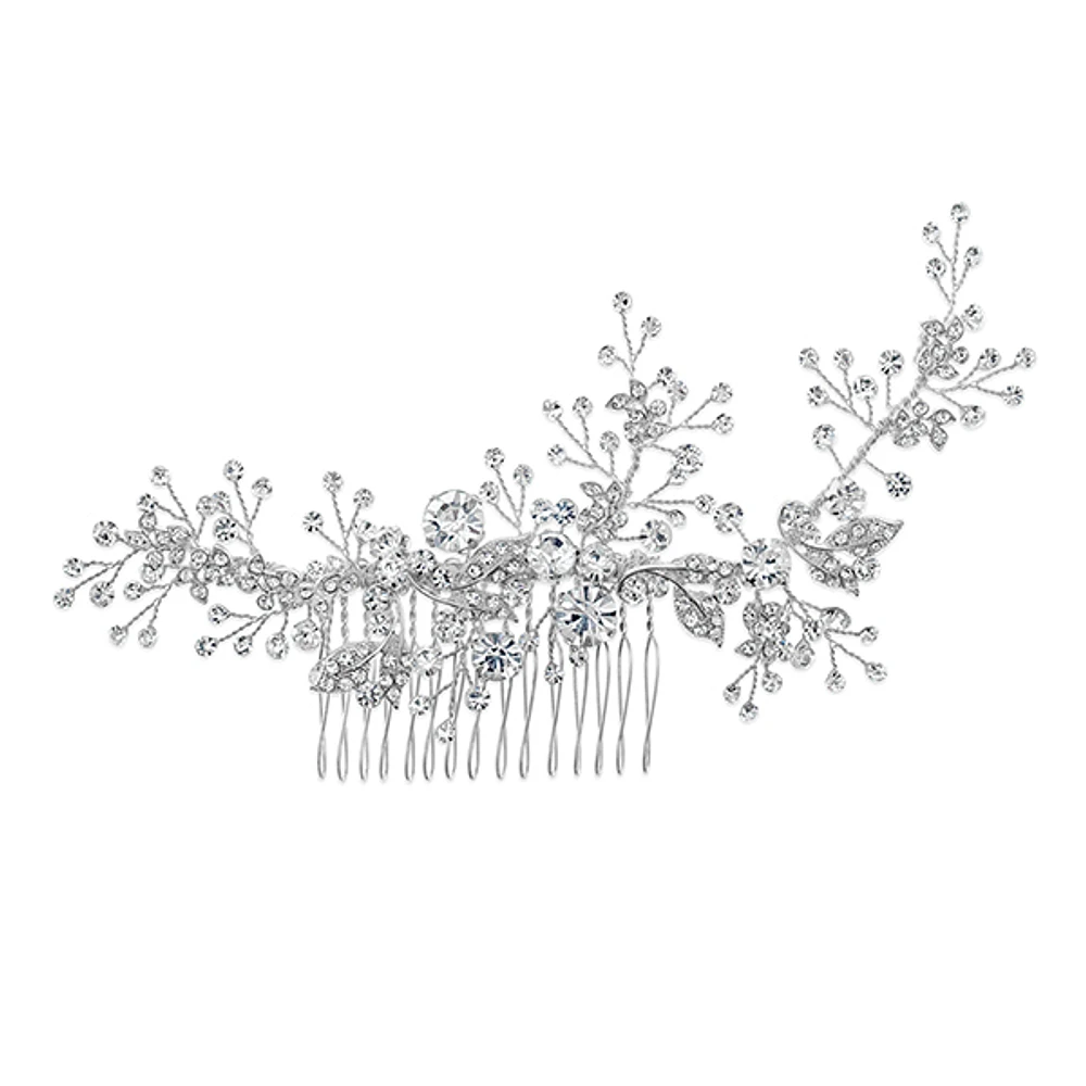 Bridal Silver leaf Hair Comb 120665