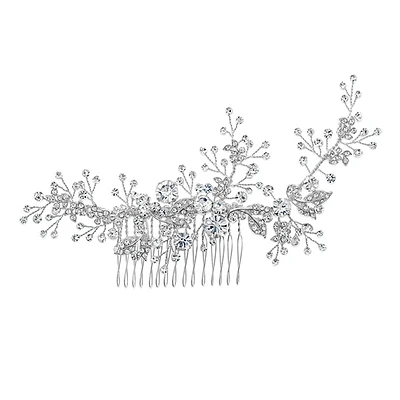 Bridal Silver leaf Hair Comb 120665