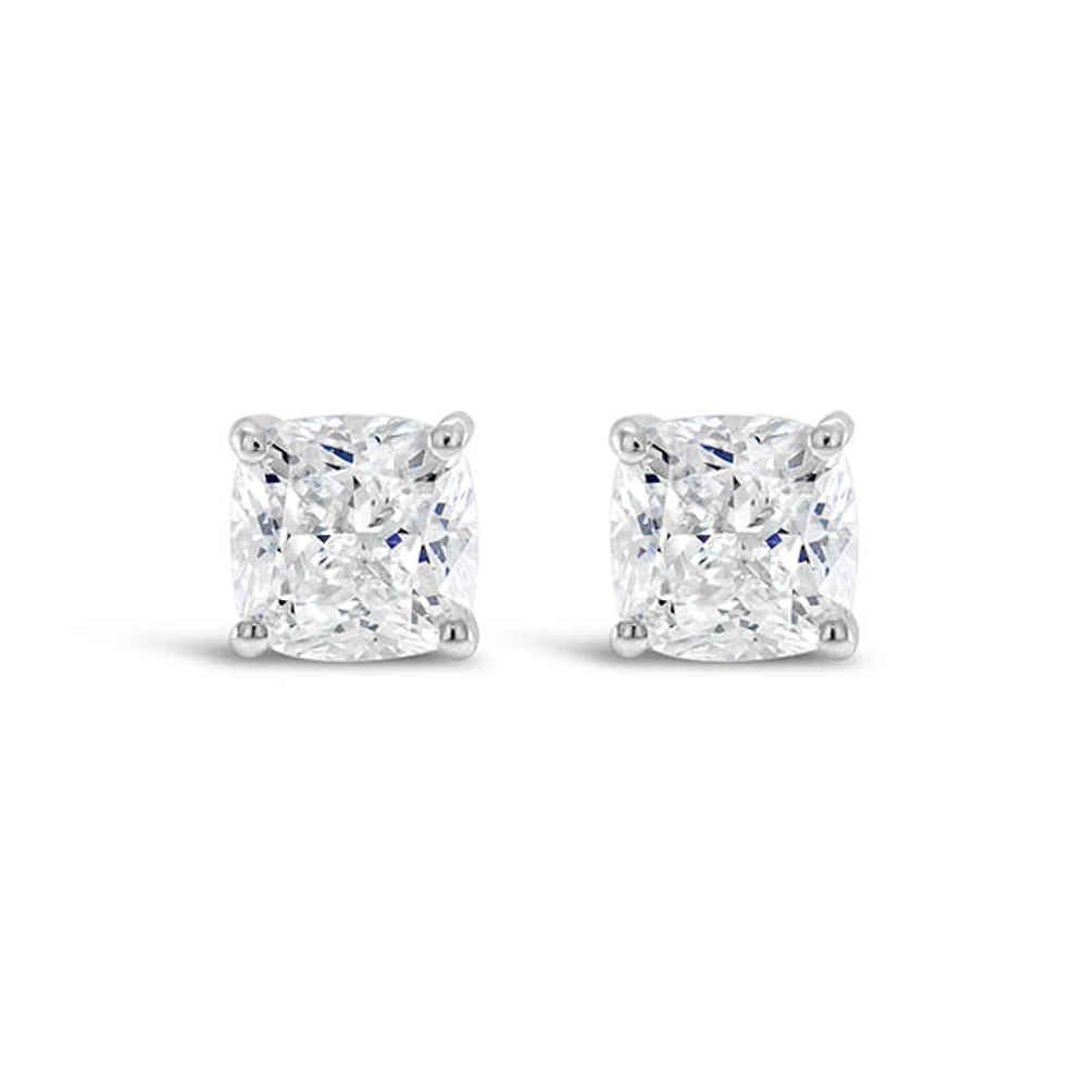 Sterling Silver Cubic Zirconia Cushion 6mm studs 143350