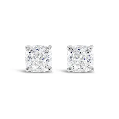 Sterling Silver Cubic Zirconia Cushion Studs 143350