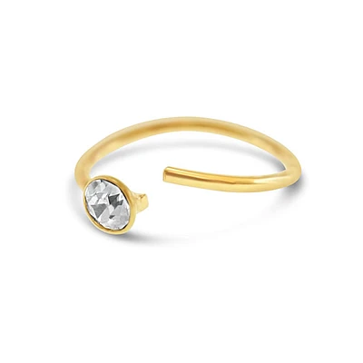 Gold Plated Sterling Silver 8 mm Nose Hoop With Crystal 142910