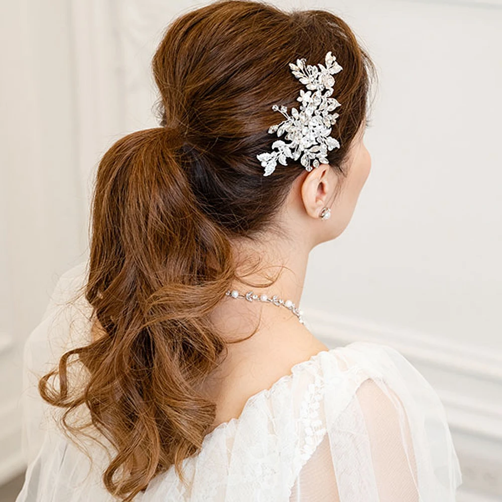 Bridal Silver Flower Hair Clip 142071