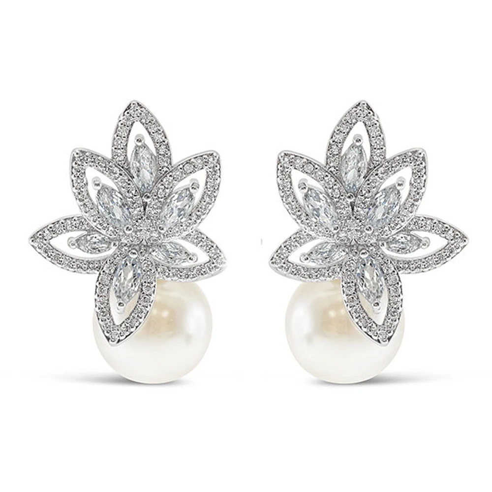 Bridal Pearl Cubic Zirconia Earrings 145905
