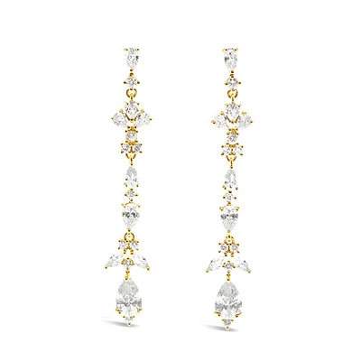 Bridal Silver Cubic Zirconia Drop Earrings
