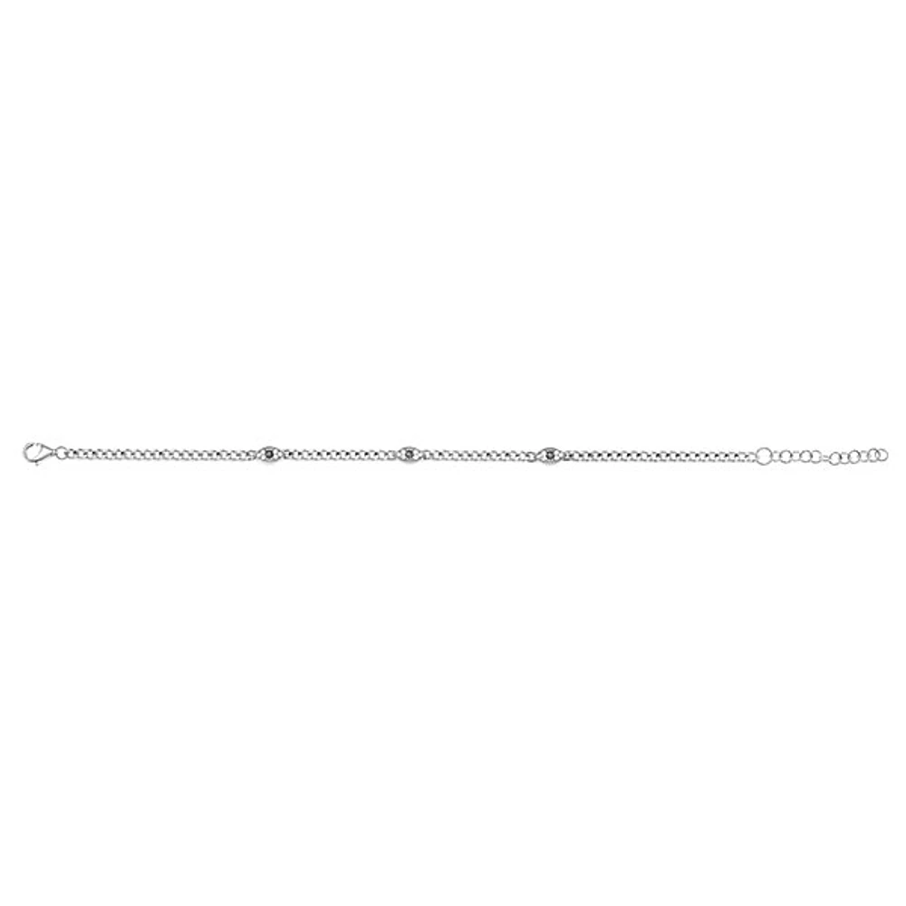 Sterling Silver Cubic Zirconia Evil Eye Bracelet