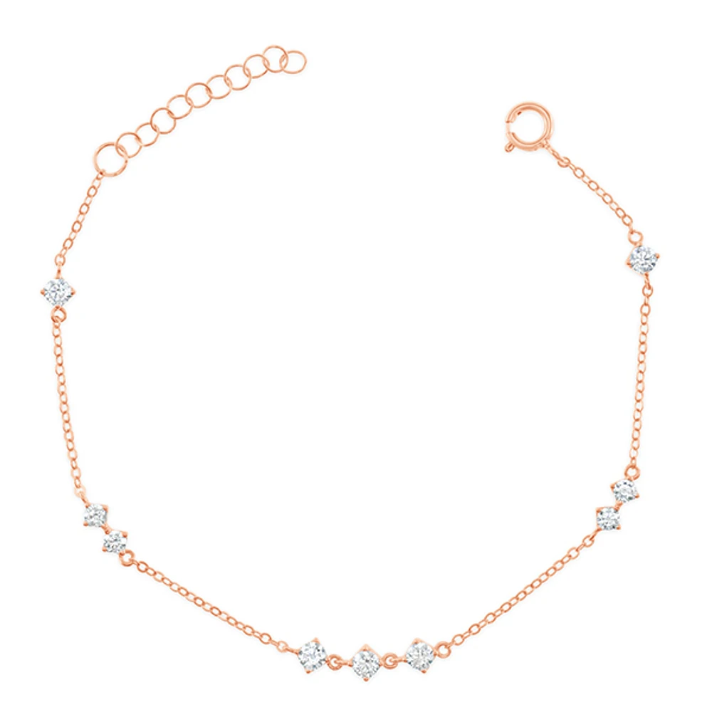 Rosegold Plated Sterling Silver Cubic Zirconia Bracelet 153229