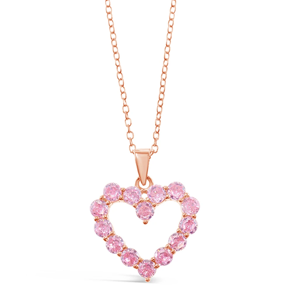 Rosegold Plated Sterling Silver Cubic Zirconia Heart Necklace 148593