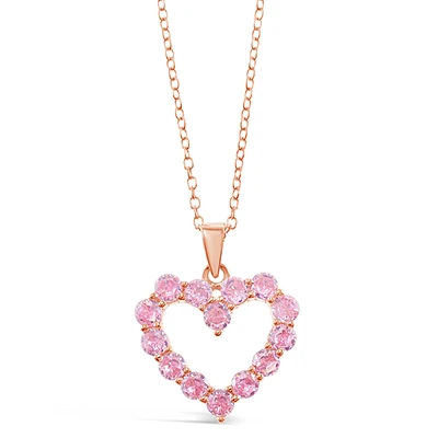 Rosegold Plated Sterling Silver Cubic Zirconia Heart Necklace 148593
