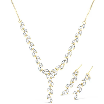 Bridal Gold Cubic Zirconia Necklace & Earrings Set