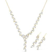 Bridal Gold Cubic Zirconia Necklace & Earrings Set