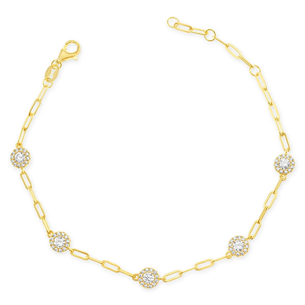 Gold Plated Sterling Silver Cubic Zirconia Bracelet 153061