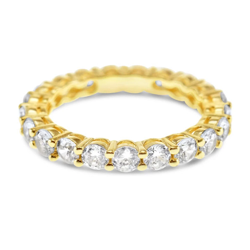Gold Plated Sterling Silver 3mm Cubic Zirconia Eternity Ring 146106