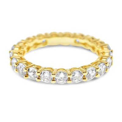 Gold Plated Sterling Silver 3mm Cubic Zirconia Eternity Ring 146106