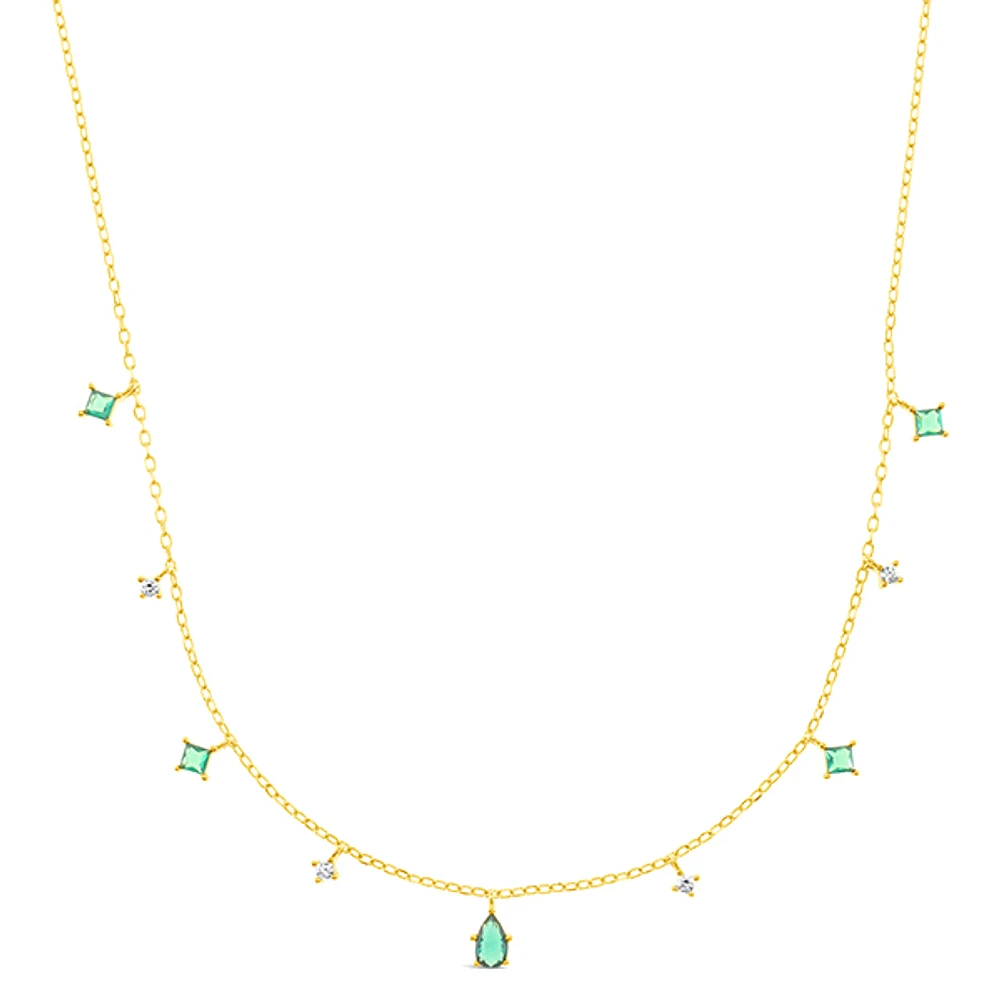 Gold Plated Sterling Silver Cubic Zirconia Necklace
