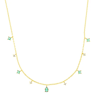 Gold Plated Sterling Silver Cubic Zirconia Necklace
