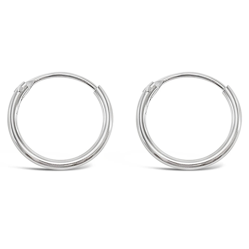 Sterling Silver Plain 12mm Hoops Earrings 141748