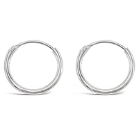 Sterling Silver Plain 12mm Hoops Earrings 141748