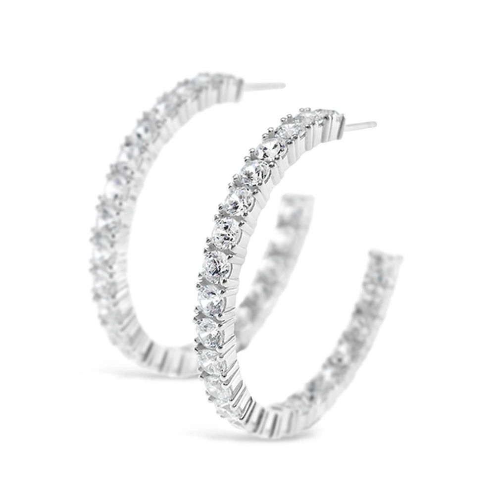 Sterling Silver Cubic Zirconia Hoop Earrings 151258