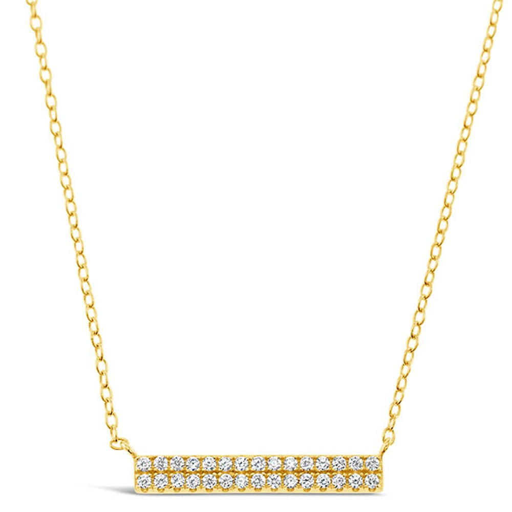 Gold Plated Sterling Silver Cubic Zirconia Bar Necklace 149892