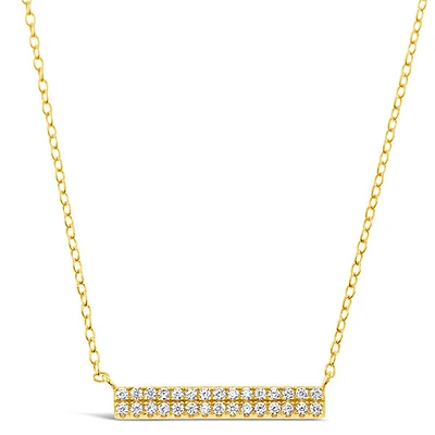 Gold Plated Sterling Silver Cubic Zirconia Bar Necklace 149892