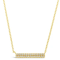 Gold Plated Sterling Silver Cubic Zirconia Bar Necklace 149892
