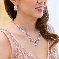 Bridal Silver Cubic Zirconia Necklace & Earrings Set