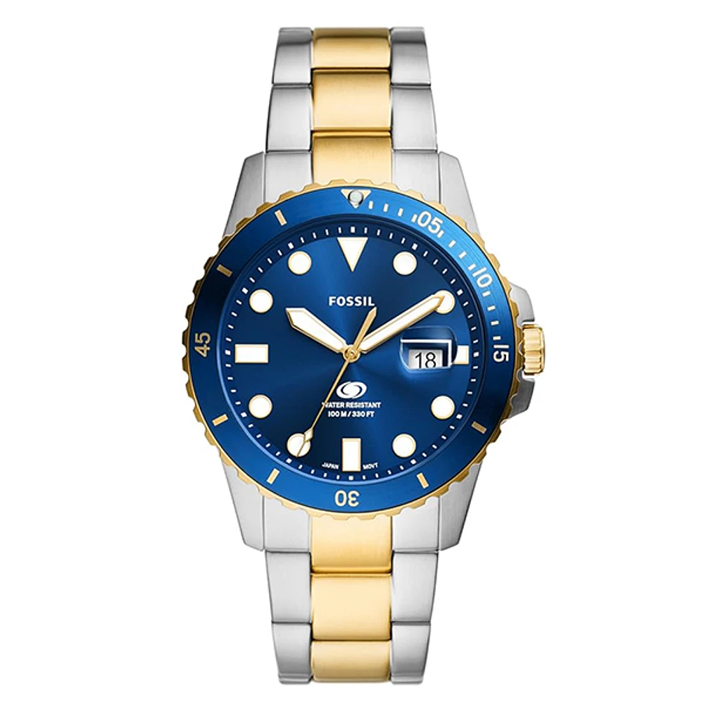 Fossil Blue Dive Three-Hand Date Two-Tone Stainless Steel Watch