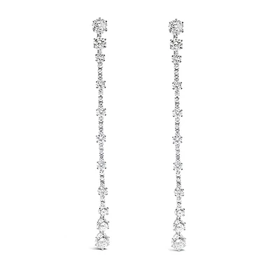 Sterling Silver Cubic Zirconia Long Earrings 132620