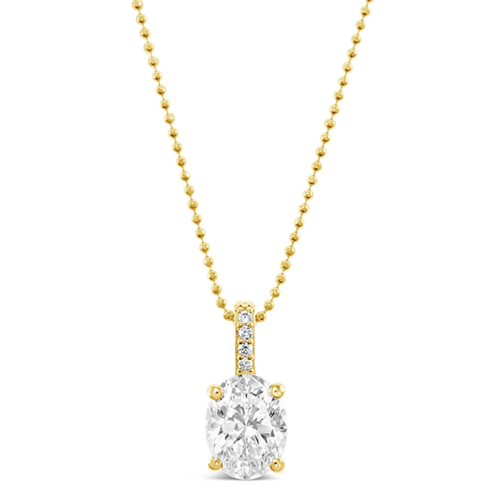 Gold Plated Sterling Silver Oval Cubic Zirconia Necklace 147710
