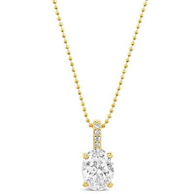Gold Plated Sterling Silver Oval Cubic Zirconia Necklace 147710