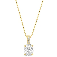 Gold Plated Sterling Silver Oval Cubic Zirconia Necklace 147710