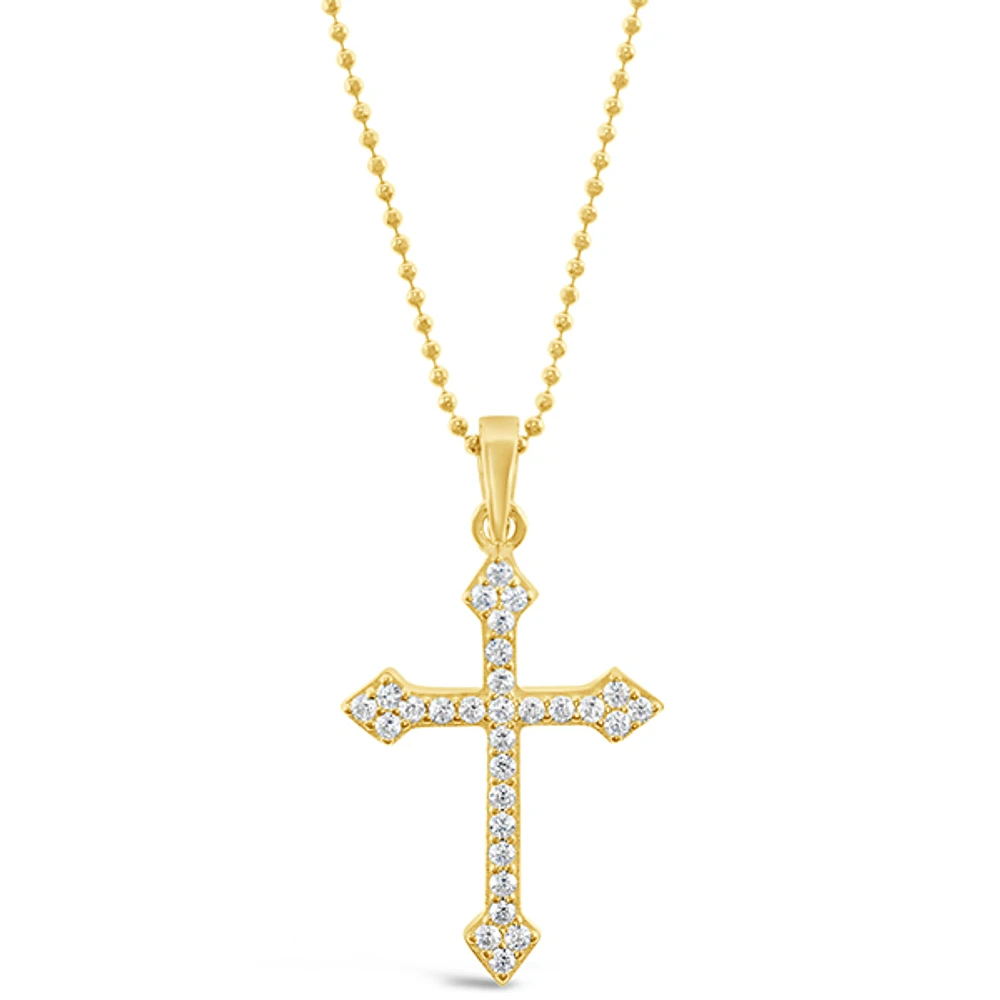 Gold Plated Sterling Silver Cubic Zirconia Cross Necklace