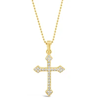 Gold Plated Sterling Silver Cubic Zirconia Cross Necklace