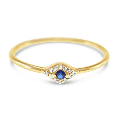 Gold Plated Sterling Silver Cubic Zirconia Evil Eye Ring