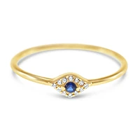 Gold Plated Sterling Silver Cubic Zirconia Evil Eye Ring