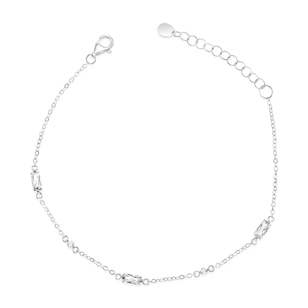 Sterling Silver Baguette Cubic Zirconia Bracelet