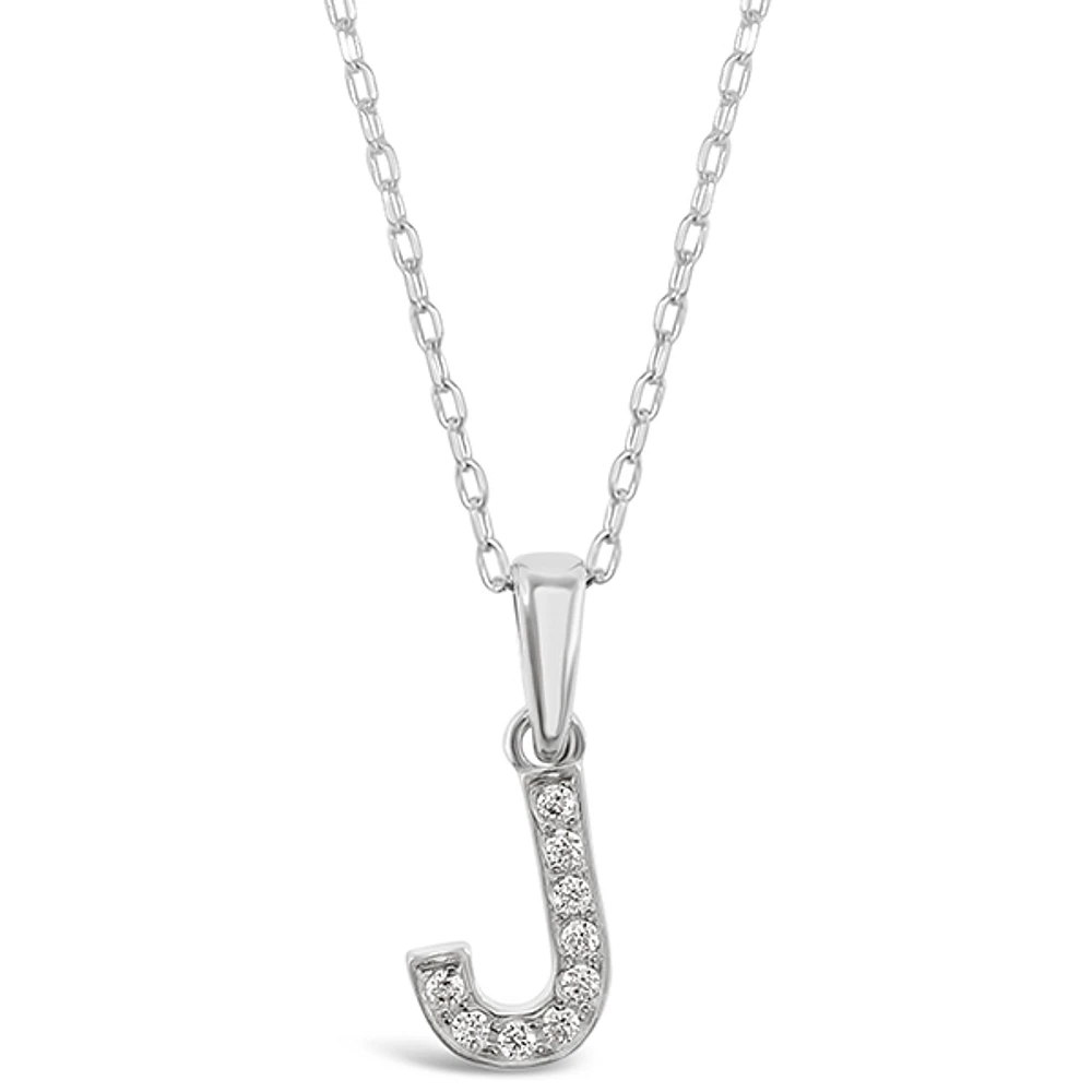 Sterling Silver Cubic Zirconia Initial J Necklace 135926