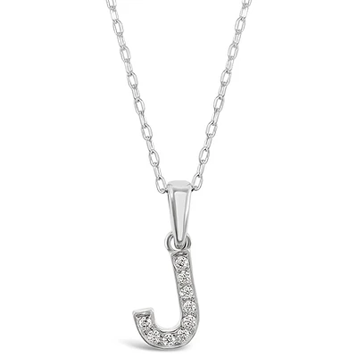 Sterling Silver Cubic Zirconia Initial J Necklace 135926