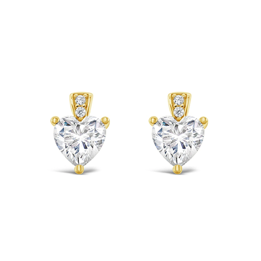 Gold Plated Sterling Silver Cubic Zirconia Heart Earrings 148604