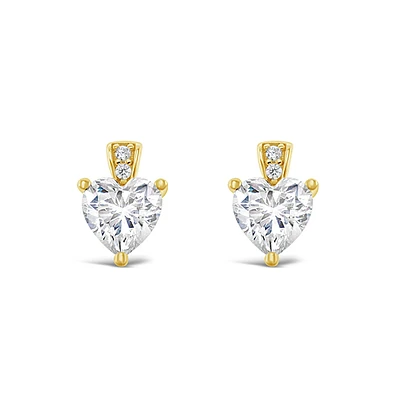 Gold Plated Sterling Silver Cubic Zirconia Heart Earrings 148604