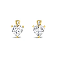 Gold Plated Sterling Silver Cubic Zirconia Heart Earrings 148604