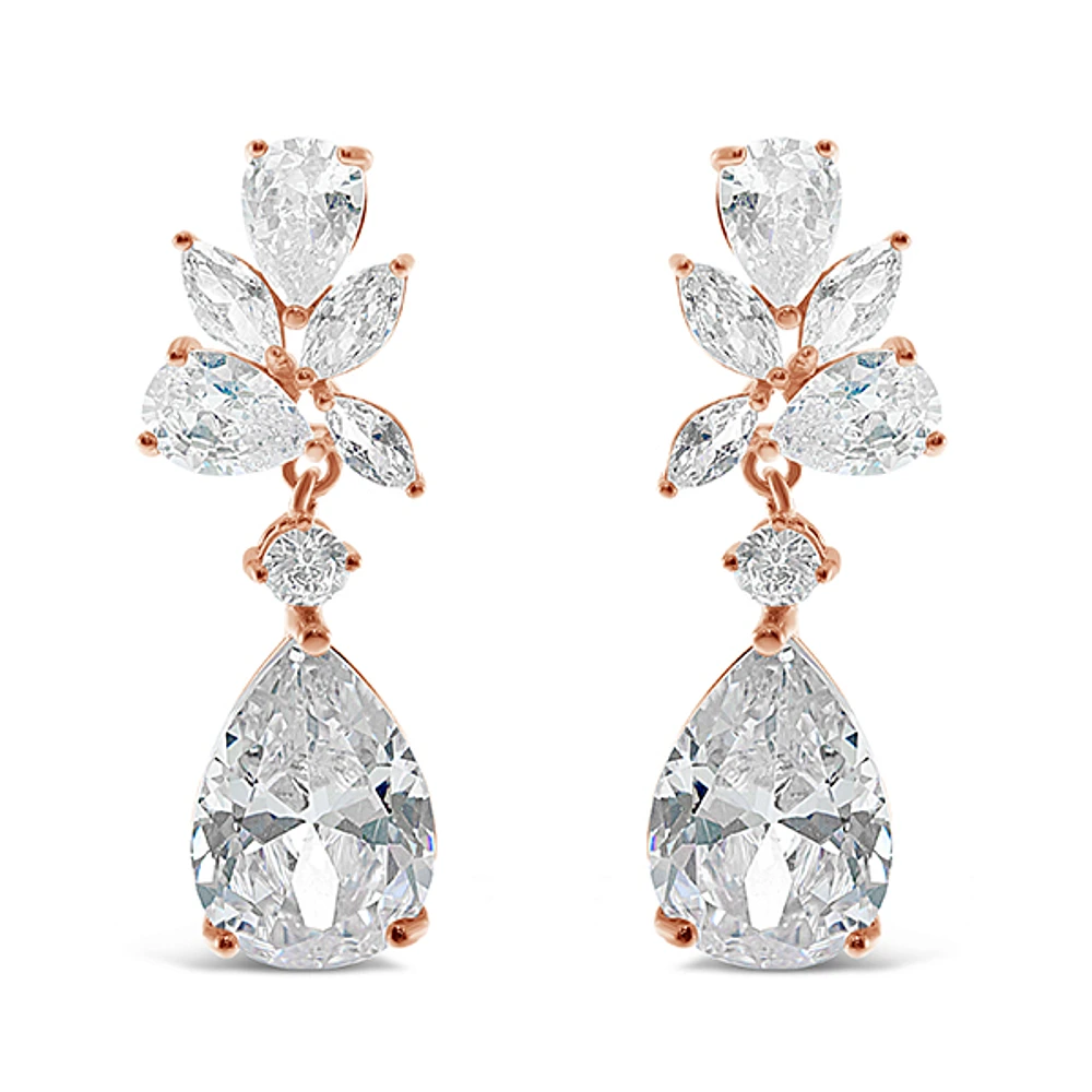 Rose Gold Cubic Zirconia Tear Drop Earrings 137417