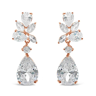 Rose Gold Cubic Zirconia Tear Drop Earrings 137417