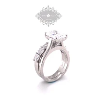 Sterling Silver Cubic Zirconia Radiant Cut Set Ring 143486
