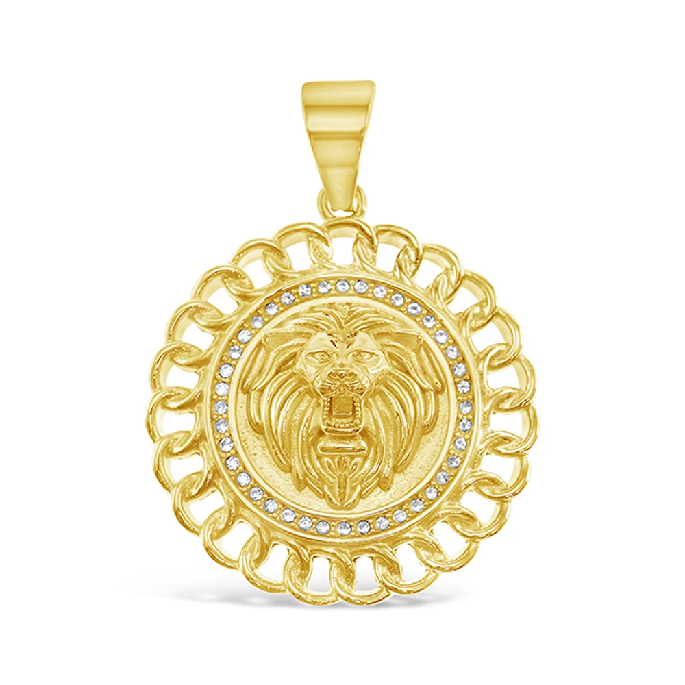 Stainless Steel Gold Lion Crystal Pendant 148149