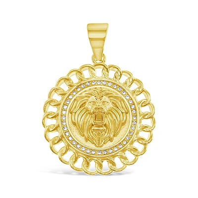 Stainless Steel Gold Lion Crystal Pendant 148149