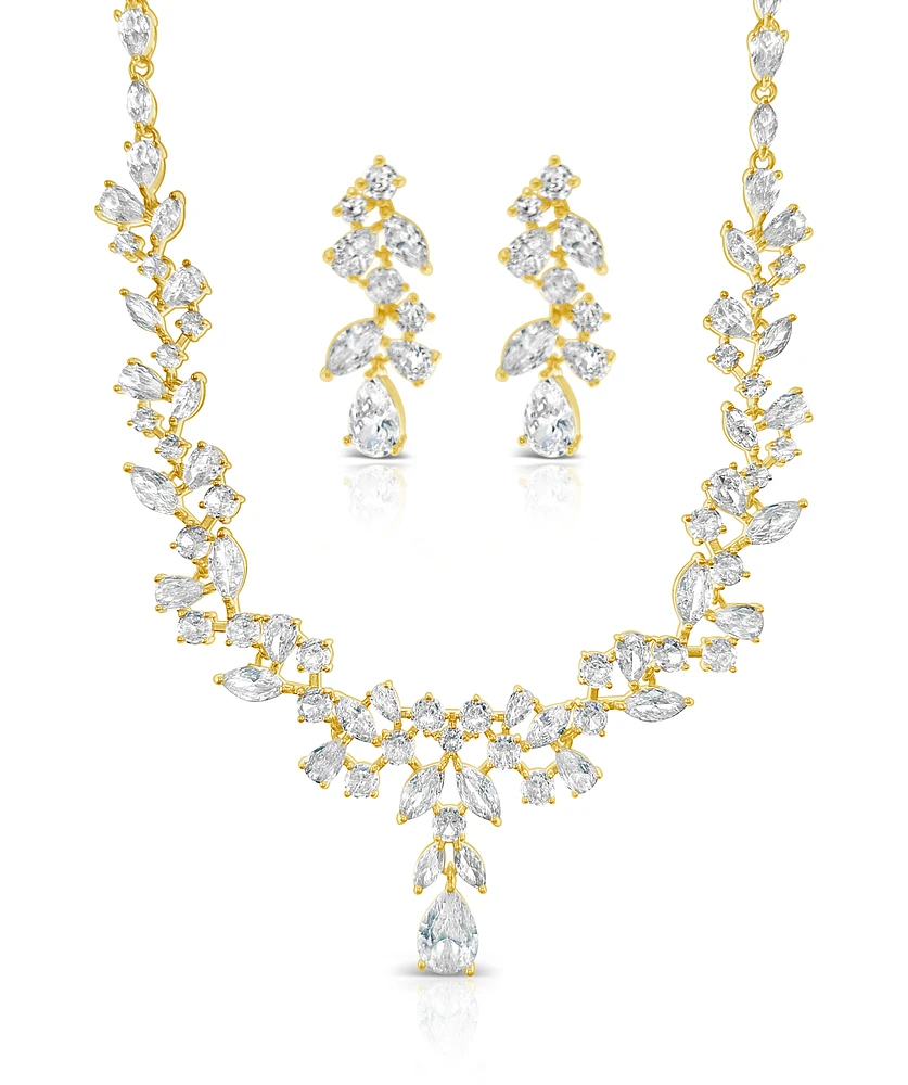 Bridal Gold Cubic Zirconia Necklace and Earrings set