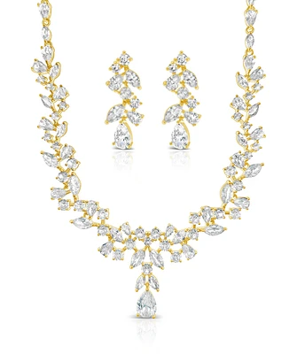 Bridal Gold Cubic Zirconia Necklace and Earrings set