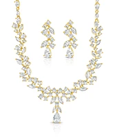 Bridal Gold Cubic Zirconia Necklace and Earrings set