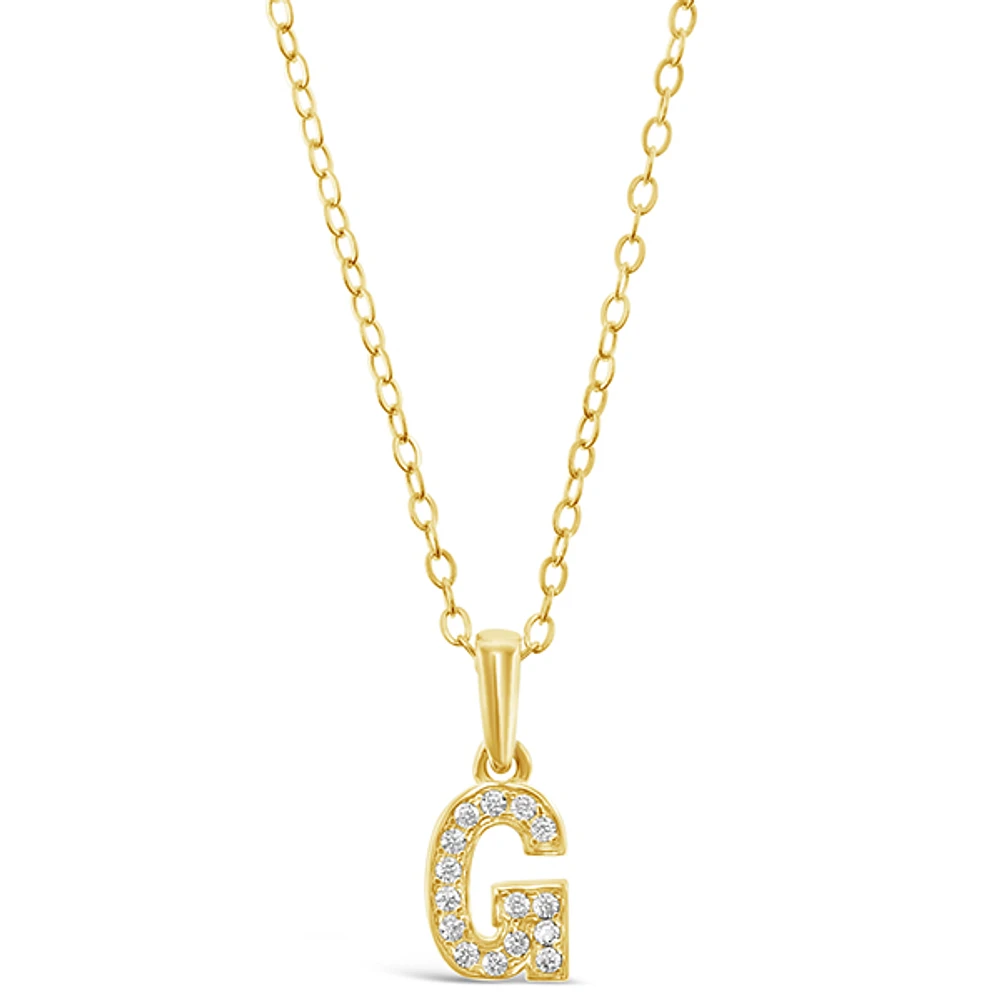 Gold Plated Sterling Silver Cubic Zirconia Initial Necklace